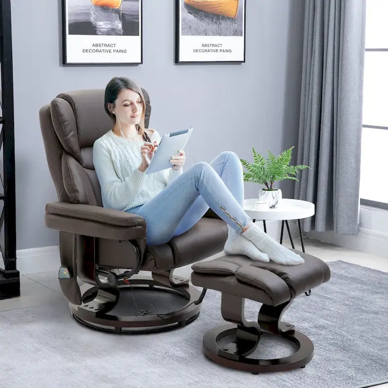 Fauteuil inclinable de massage avec repose-pieds ottoman