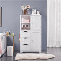 Meuble de rangement de salle de bain Yaheetech avec compartiments ouverts, meuble de sol autoportant, Blanc - N/A