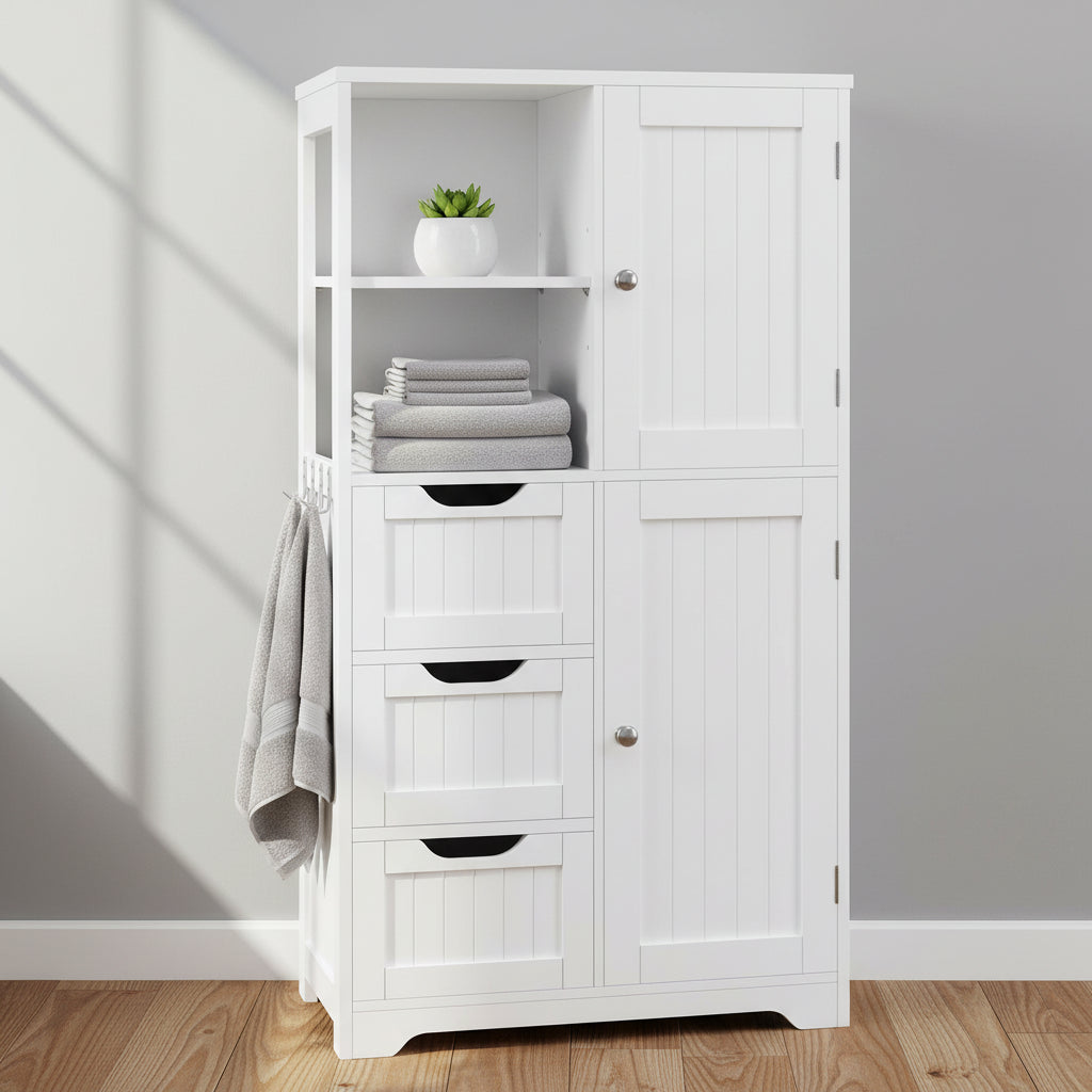 Yaheetech Bathroom Storage Cabinet With Open Compartments Freestanding Floor Cabinet, White - N/A
