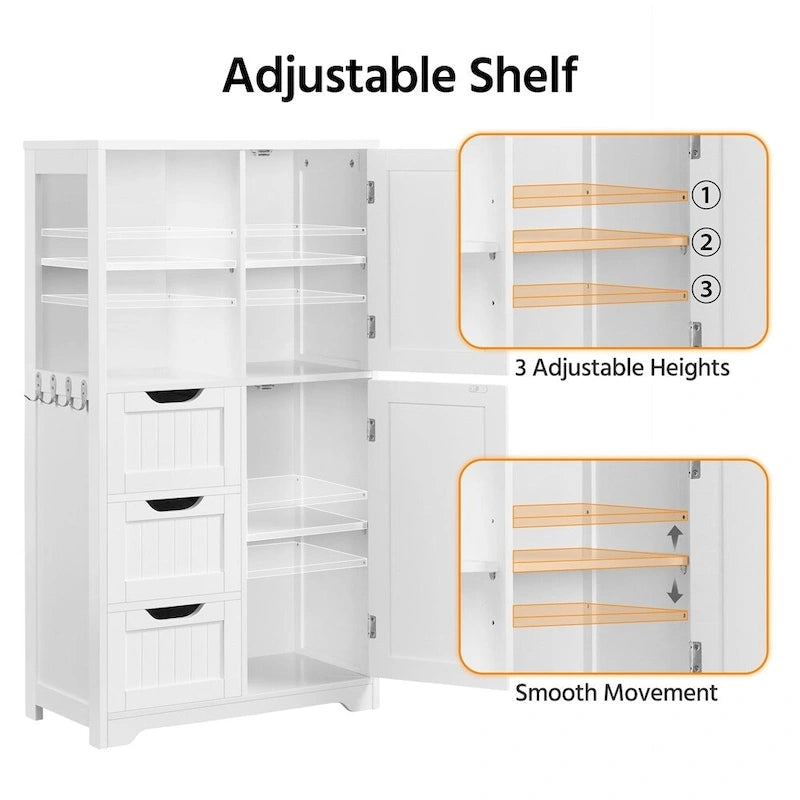 Meuble de rangement de salle de bain Yaheetech avec compartiments ouverts, meuble de sol autoportant, Blanc - N/A