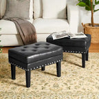 Glitzhome Lot de 2 poufs/repose-pieds capitonnés en similicuir 22W