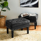 Glitzhome Lot de 2 poufs/repose-pieds capitonnés en similicuir 22W