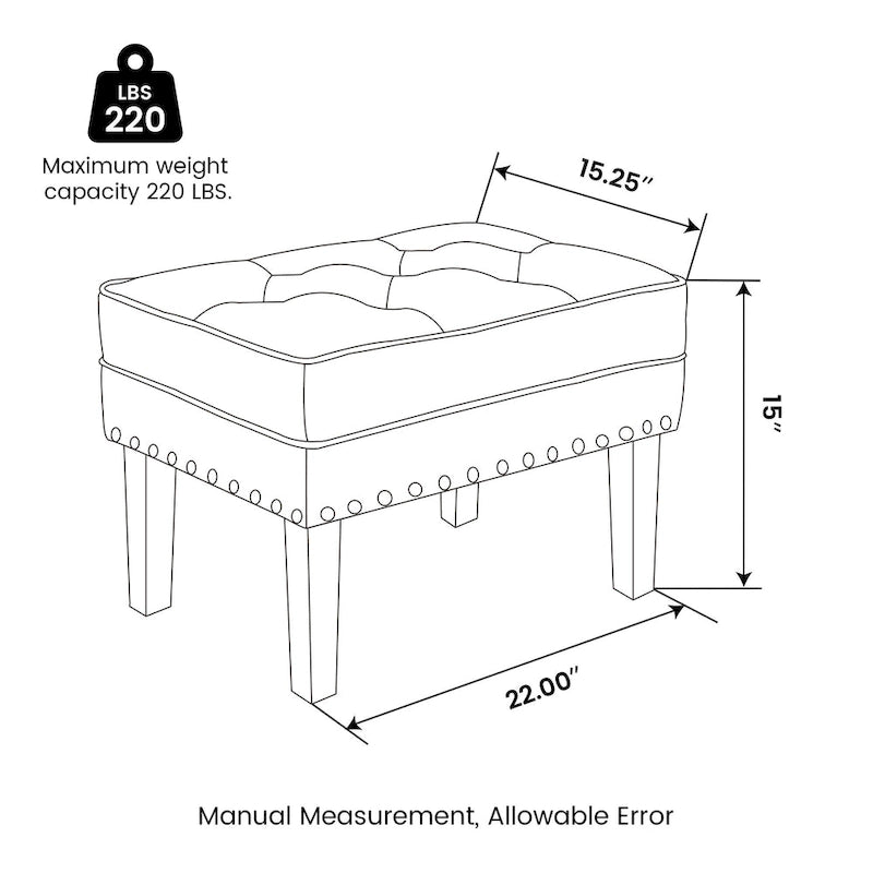Glitzhome Lot de 2 poufs/repose-pieds capitonnés en similicuir 22W