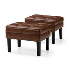 Glitzhome Lot de 2 poufs/repose-pieds capitonnés en similicuir 22W