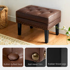 Glitzhome Lot de 2 poufs/repose-pieds capitonnés en similicuir 22W