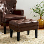 Glitzhome Lot de 2 poufs/repose-pieds capitonnés en similicuir 22W