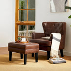 Glitzhome Lot de 2 poufs/repose-pieds capitonnés en similicuir 22W