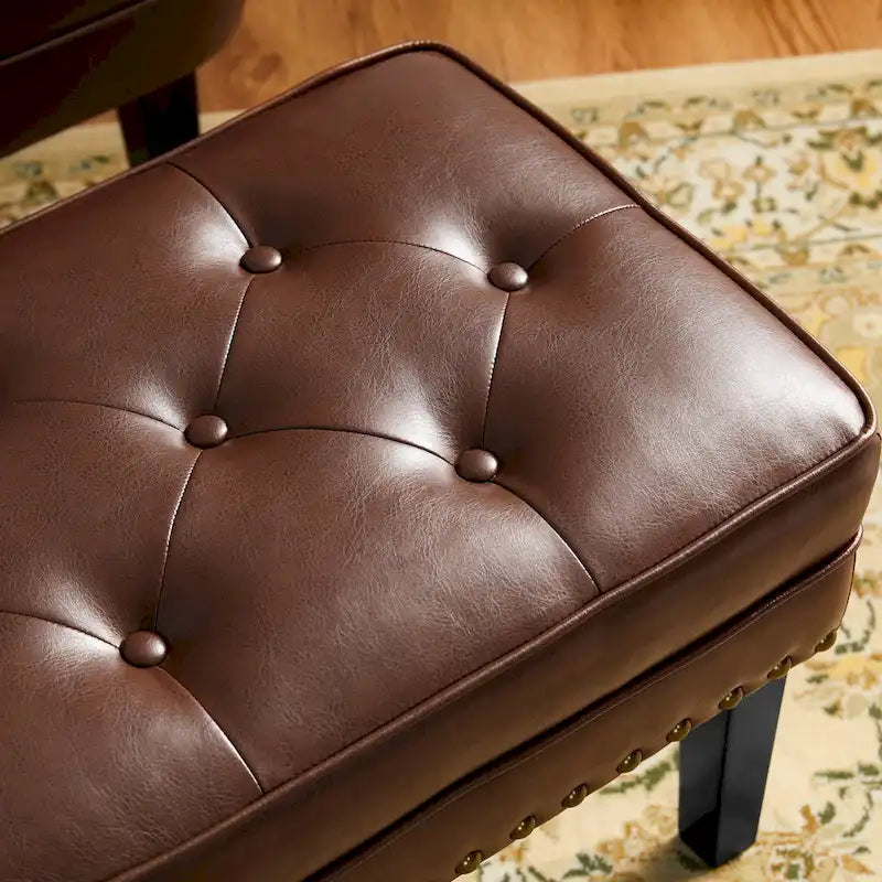 Glitzhome Lot de 2 poufs/repose-pieds capitonnés en similicuir 22W