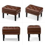 Glitzhome Lot de 2 poufs/repose-pieds capitonnés en similicuir 22W