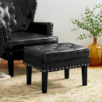 Glitzhome Lot de 2 poufs/repose-pieds capitonnés en similicuir 22W