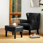 Glitzhome Lot de 2 poufs/repose-pieds capitonnés en similicuir 22W