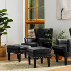 Glitzhome Lot de 2 poufs/repose-pieds capitonnés en similicuir 22W