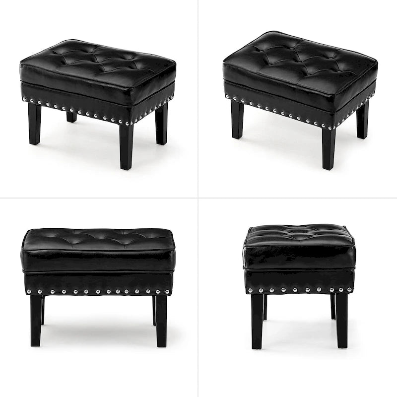Glitzhome Lot de 2 poufs/repose-pieds capitonnés en similicuir 22W