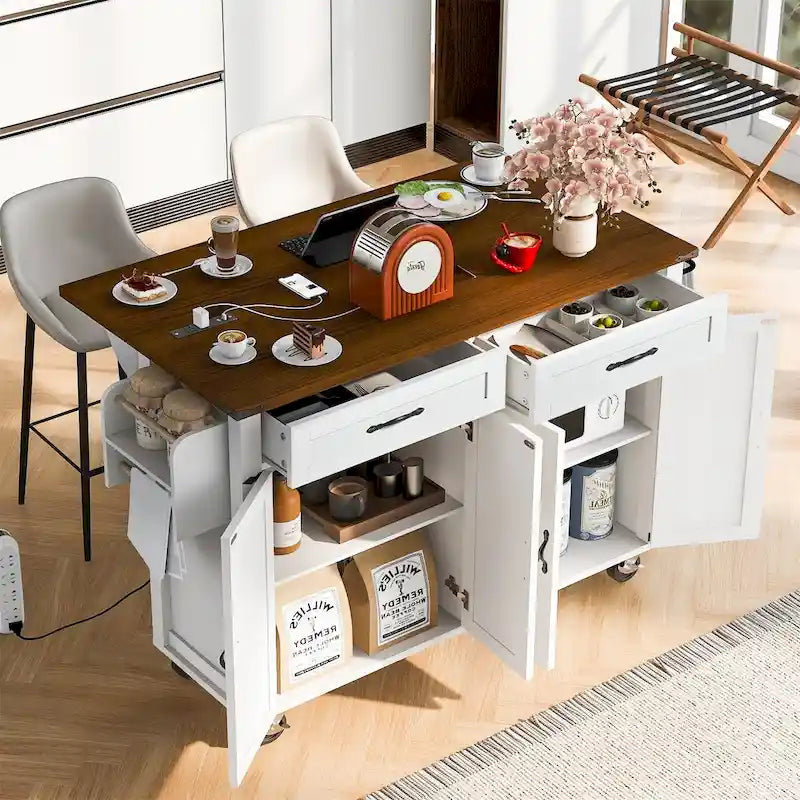 53,5Îlot de cuisine de style champêtre avec prise électrique