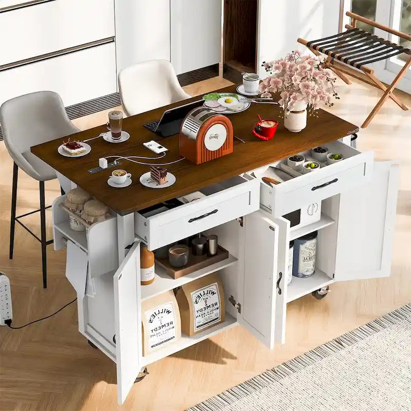 53,5Îlot de cuisine de style champêtre avec prise électrique