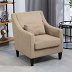 HOMEFUN Fauteuil d'appoint en velours côtelé avec cadre en bois style moderne du milieu du siècle pour salon