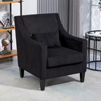 HOMEFUN Fauteuil d'appoint en velours côtelé avec cadre en bois style moderne du milieu du siècle pour salon