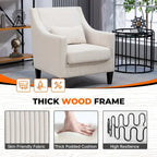 HOMEFUN Fauteuil d'appoint en velours côtelé avec cadre en bois style moderne du milieu du siècle pour salon