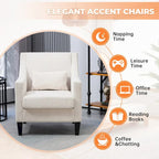 HOMEFUN Fauteuil d'appoint en velours côtelé avec cadre en bois style moderne du milieu du siècle pour salon