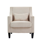 HOMEFUN Fauteuil d'appoint en velours côtelé avec cadre en bois style moderne du milieu du siècle pour salon