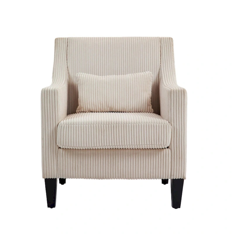 HOMEFUN Fauteuil d'appoint en velours côtelé avec cadre en bois style moderne du milieu du siècle pour salon