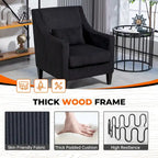 HOMEFUN Fauteuil d'appoint en velours côtelé avec cadre en bois style moderne du milieu du siècle pour salon