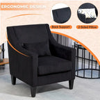 HOMEFUN Fauteuil d'appoint en velours côtelé avec cadre en bois style moderne du milieu du siècle pour salon
