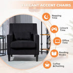 HOMEFUN Fauteuil d'appoint en velours côtelé avec cadre en bois style moderne du milieu du siècle pour salon