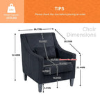 HOMEFUN Fauteuil d'appoint en velours côtelé avec cadre en bois style moderne du milieu du siècle pour salon