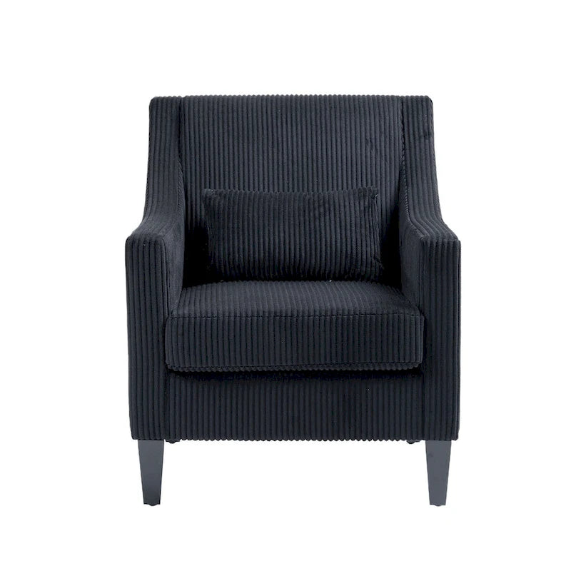 HOMEFUN Fauteuil d'appoint en velours côtelé avec cadre en bois style moderne du milieu du siècle pour salon