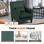 HOMEFUN Fauteuil d'appoint en velours côtelé avec cadre en bois style moderne du milieu du siècle pour salon