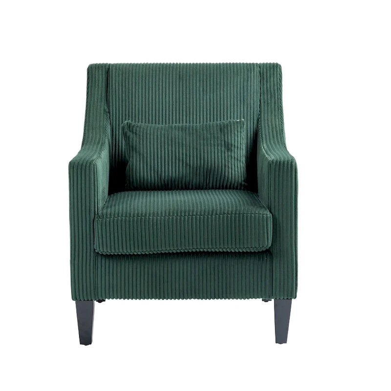 HOMEFUN Fauteuil d'appoint en velours côtelé avec cadre en bois style moderne du milieu du siècle pour salon