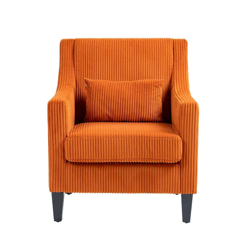 HOMEFUN Fauteuil d'appoint en velours côtelé avec cadre en bois style moderne du milieu du siècle pour salon