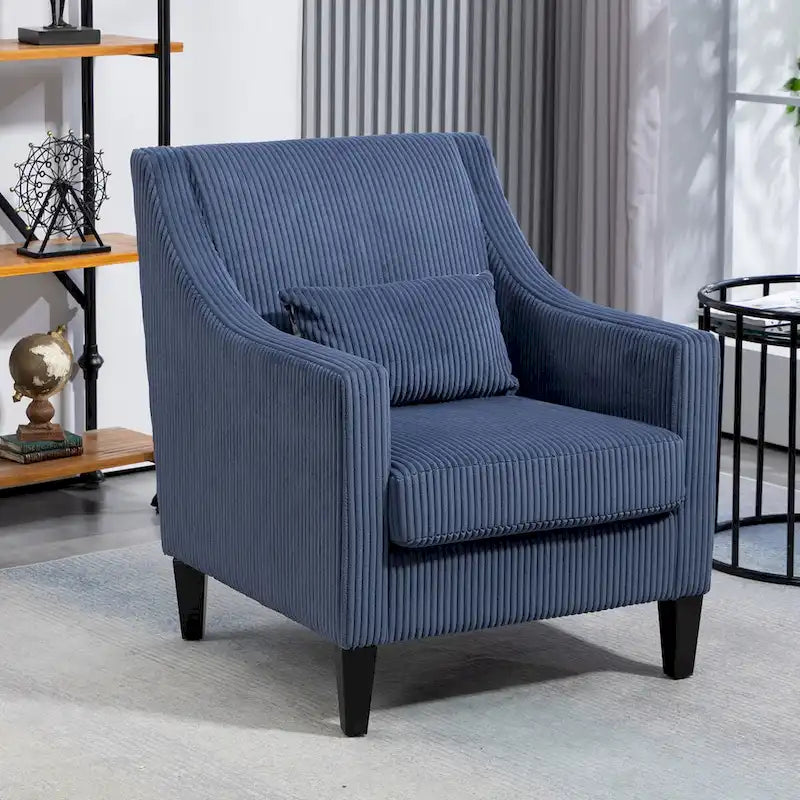 HOMEFUN Fauteuil d'appoint en velours côtelé avec cadre en bois style moderne du milieu du siècle pour salon