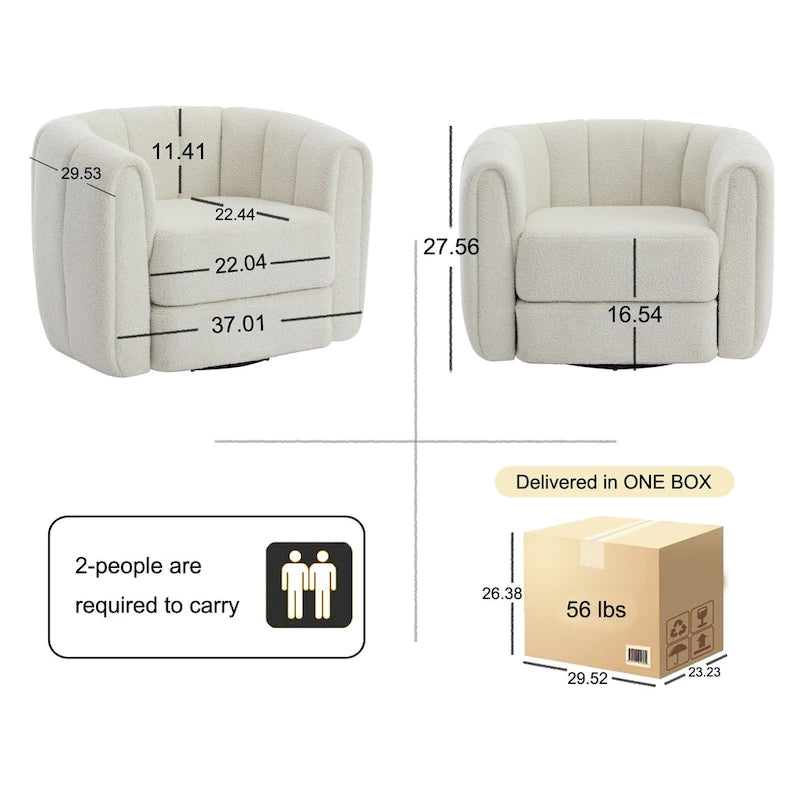 Fauteuil d'appoint pivotant moderne en tissu