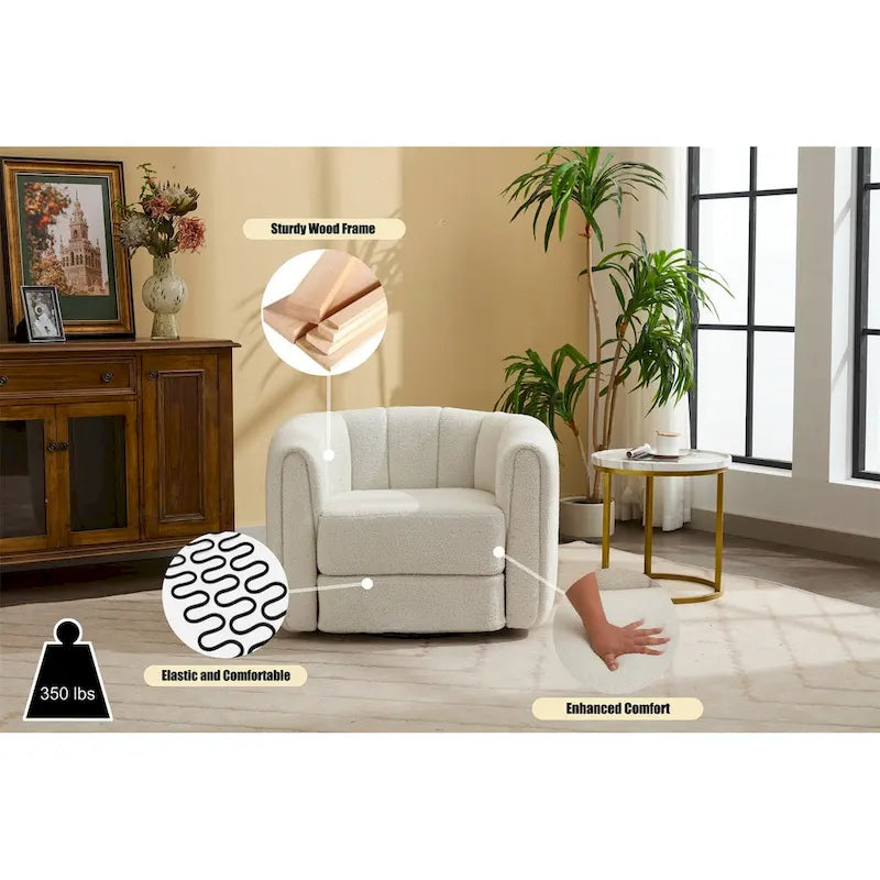 Fauteuil d'appoint pivotant moderne en tissu