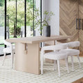 Table à manger moderne pour 6 personnes, petite table de salle à manger rectangulaire avec pieds en bois massif