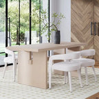 Table à manger moderne pour 6 personnes, petite table de salle à manger rectangulaire avec pieds en bois massif