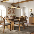 Table à manger moderne pour 6 personnes, petite table de salle à manger rectangulaire avec pieds en bois massif