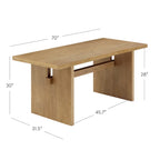 Table à manger moderne pour 6 personnes, petite table de salle à manger rectangulaire avec pieds en bois massif