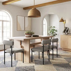 Table à manger moderne pour 6 personnes, petite table de salle à manger rectangulaire avec pieds en bois massif