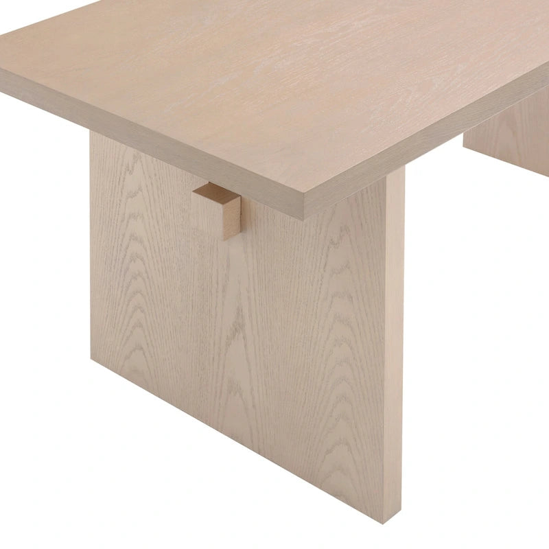Table à manger moderne pour 6 personnes, petite table de salle à manger rectangulaire avec pieds en bois massif