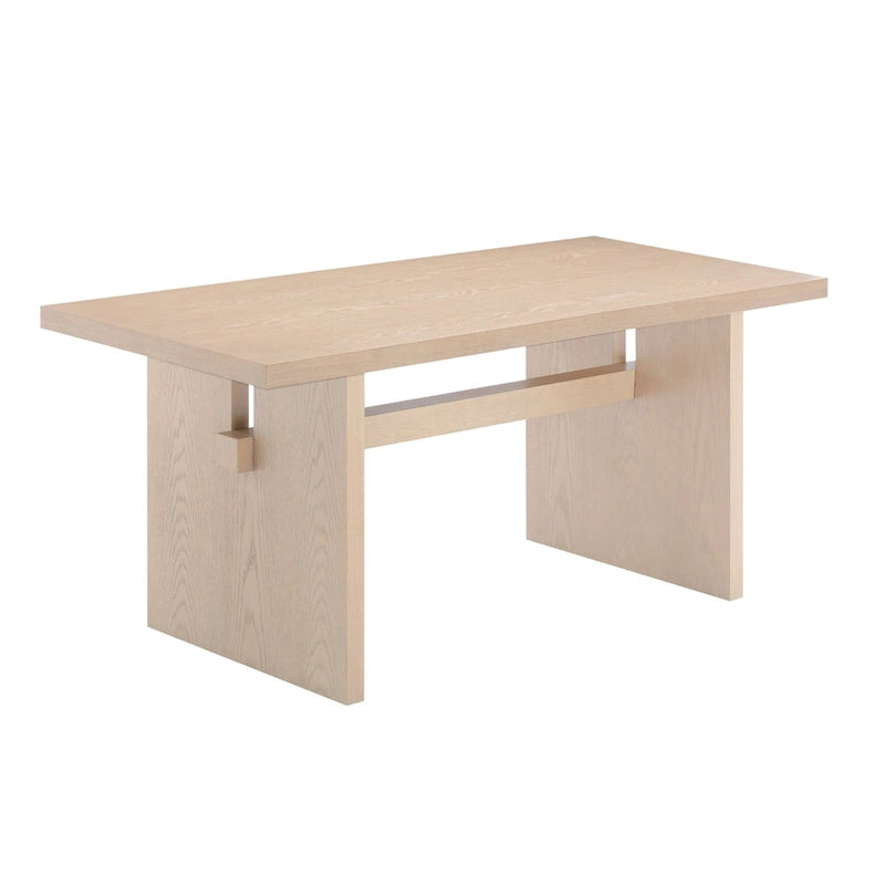 Table à manger moderne pour 6 personnes, petite table de salle à manger rectangulaire avec pieds en bois massif