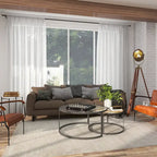 Tables basses gigognes en bois avec plateau en verre transparent - Lot de 2 gris - Roche River Decor
