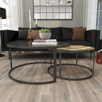 Tables basses gigognes en bois avec plateau en verre transparent - Lot de 2 gris - Roche River Decor