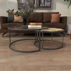 Tables basses gigognes en bois avec plateau en verre transparent - Lot de 2 gris - Roche River Decor