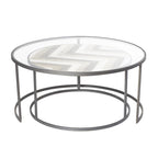 Tables basses gigognes en bois avec plateau en verre transparent - Lot de 2 gris - Roche River Decor