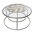 Tables basses gigognes en bois avec plateau en verre transparent - Lot de 2 gris - Roche River Decor