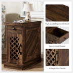Table d'appoint en bois de 65 cm de haut, Table de chevet pour chambre à coucher, Marron rustique - 60 cm L x 30 cm l x 65 cm H