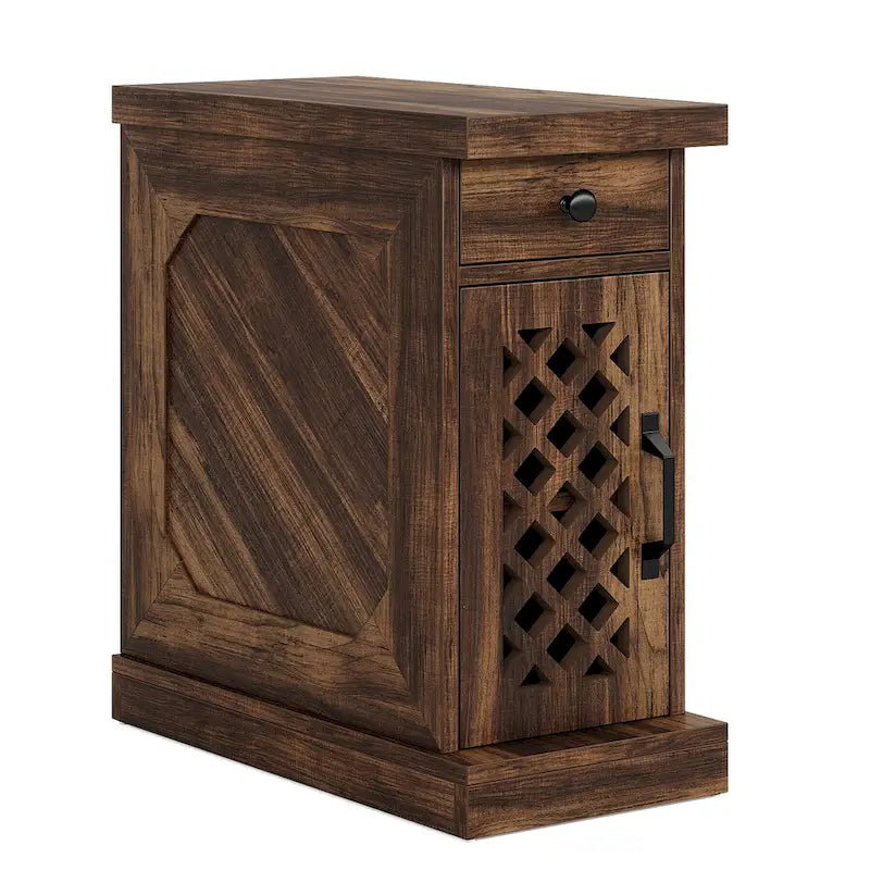 Table d'appoint en bois de 65 cm de haut, Table de chevet pour chambre à coucher, Marron rustique - 60 cm L x 30 cm l x 65 cm H